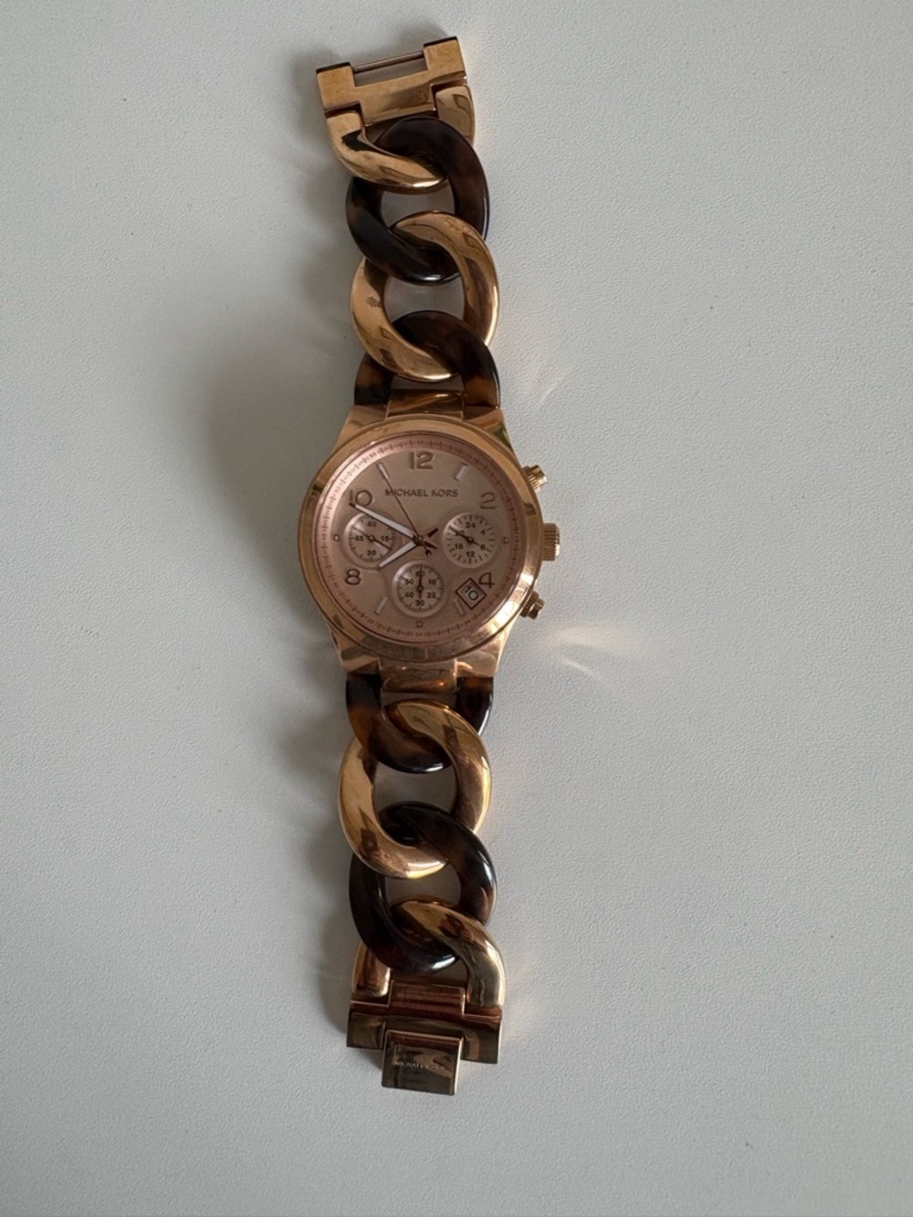 Michael Kors Rose Gold and Tortoise Link Bracelet Watch